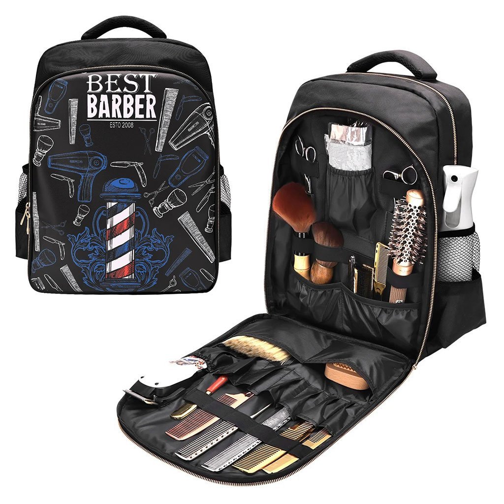 Barber-Bag-cnc-1.jpg Sac à dos Coiffeur avec des Support pour Tondeuses et Outils Professionnels – حقيبة اغراض الحلاق - الصورة 1