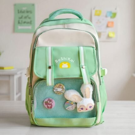 Sac à Dos Scolaire pour Enfants Style Kawaii BoShiKai Vert – حقيبة ظهر مدرسية للأطفال أخضر