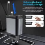 ⁦Chargeur de voiture rapide 100W rétractable 4 en 1 et transmetteur FM projection étoilé - شاحن لاسلكي سريع للسيارات⁩ - الصورة ⁦3⁩