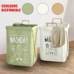 ⁦Panier À Linge Pliable Avec Support En Fer en forme de X⁩ - الصورة ⁦3⁩