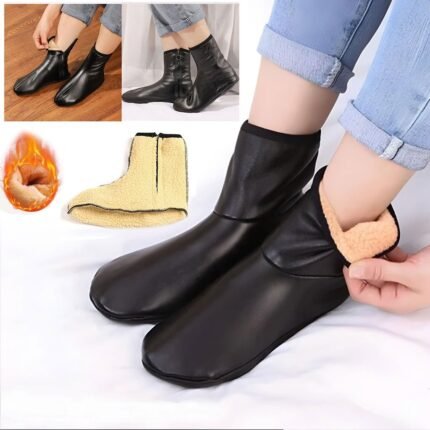 Paire de Chaussettes Chaudes d’hiver unisexes en cuir zippées