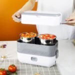 ⁦Boîte à Lunch Électrique Portable avec 2 Récipients Amovibles en Acier Inoxydable – علبة تسخين طعام⁩ - الصورة ⁦6⁩