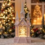 ⁦Château à neige lumineux avec paillettes tourbillonnantes – ديكور قلعة الثلج⁩ - الصورة ⁦2⁩