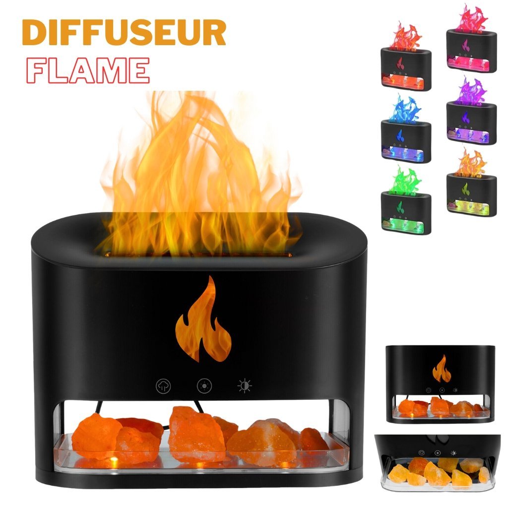 Diffuseur-dhuiles-essentielles-pour-la-maison-humidificateur-dair-de-cheminee-lampe-de-feu-de-roche-de-sel-de-cristal-parfum-darome-de-flamme-constants-ique-pipeline-5V.jpg Diffuseur d'huiles essentielles flamme avec des roches de sel de cristal 250ML - موزع روائح الزيوت العطرية باللهب مع صخور الملح الكريستالي 250 مل - الصورة 1