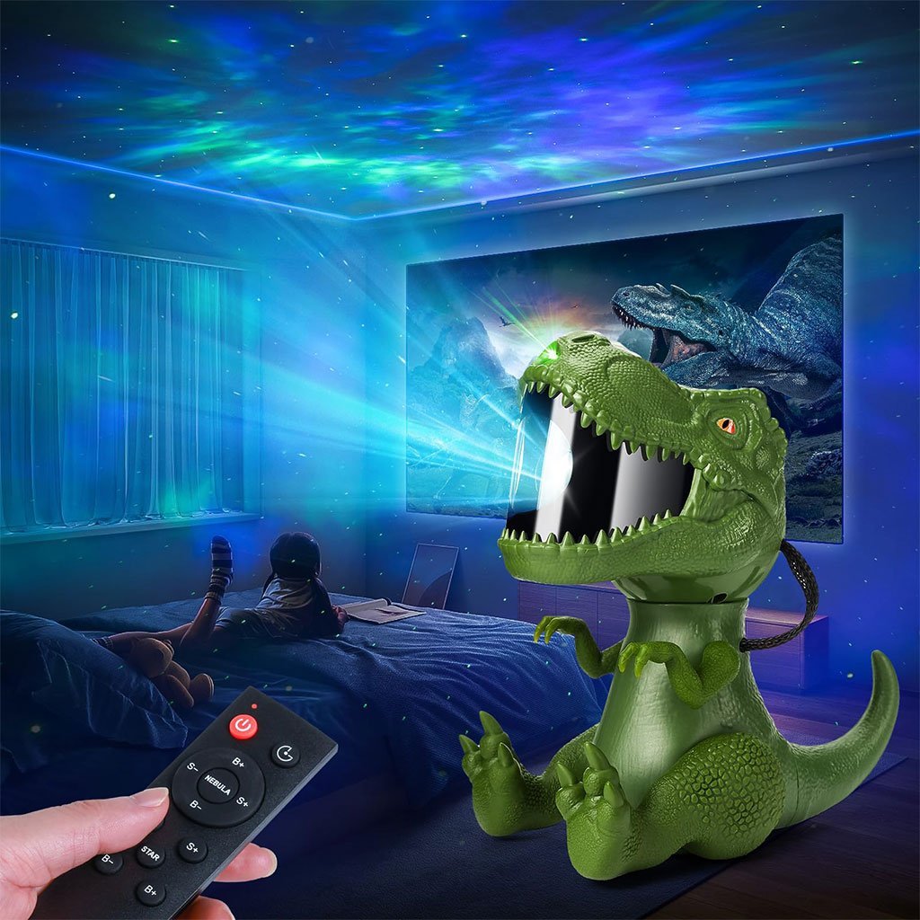 Dino-Galaxy-cnc.jpg Dinosaure Projecteur Galaxie et Haut Parleur avec Télécommande – جهاز عرض نجوم ومكبر صوت - الصورة 1