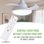 ⁦Ventilateur de plafond rétractable avec lumière réglable et télécommande⁩ - الصورة ⁦3⁩