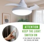 ⁦Ventilateur de plafond rétractable avec lumière réglable et télécommande⁩ - الصورة ⁦6⁩