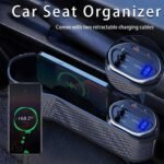 Organisateur 5 en 1 pour siège auto avec chargeur sans fil et 2 câbles télescopiques