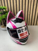 ⁦Casque de moto pour femme et fille avec oreilles de chat - خوذة احترافية للنساء⁩ - الصورة ⁦18⁩