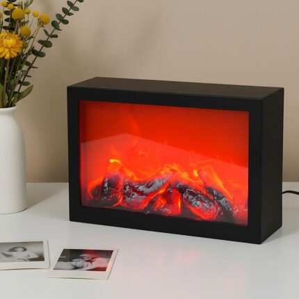 Cheminée LED décorative effet flammes forme rectangulaire V2