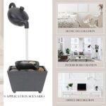 ⁦Fontaine théière flottante décoration de table avec lumières LED et pierres – نافورة مياه على شكل إبريق شاي عائم⁩ - الصورة ⁦4⁩