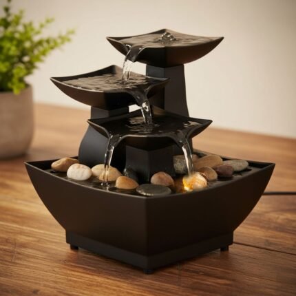 Fontaine à eau cascade avec éclairage LED pour décoration intérieure et ambiance V4