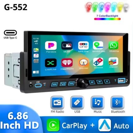 Gazel Systems MP5 Player LCD Screen Multimedia Player Wireless Carplay Android Auto EQ Bluetooth USB Mirror Link Car Stereo