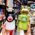 ⁦Bouteille Thermos en Acier Inoxydable 500 ml avec Paille, Motif Lapin pour Enfants⁩ - الصورة ⁦2⁩