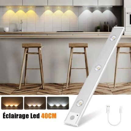 Lampe LED Rechargeable avec Détecteur De Mouvement Intérieur 3 Modes 40CM – مصباح مناطق ضيقة بعدة أوضاع