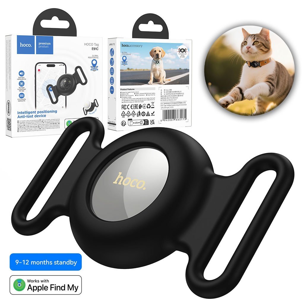 Hoco-E91C-CNC-3.jpg Airtag Dispositif anti-perte de positionnement type collier pour animal de compagnie E91C – جهاز تحديد المواقع - الصورة 1
