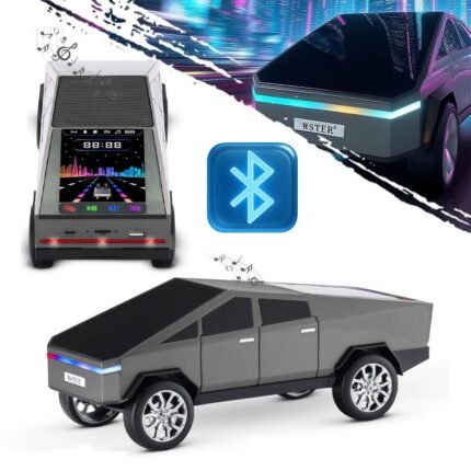 Haut parleur portable Bluetooth en forme de voiture pick-up avec écran et lumière LED festive