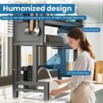 ⁦Égouttoir à vaisselle à 3 niveaux avec couvercle à poser sur l’évier – منظم أواني عصري للمطبخ⁩ - الصورة ⁦5⁩