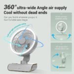 ⁦Ventilateur de Bureau Rechargeable Rotatif avec Lumière LED – مروحة مكتب قابلة للشحن⁩ - الصورة ⁦5⁩
