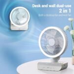 ⁦Ventilateur de Bureau Rechargeable Rotatif avec Lumière LED – مروحة مكتب قابلة للشحن⁩ - الصورة ⁦3⁩