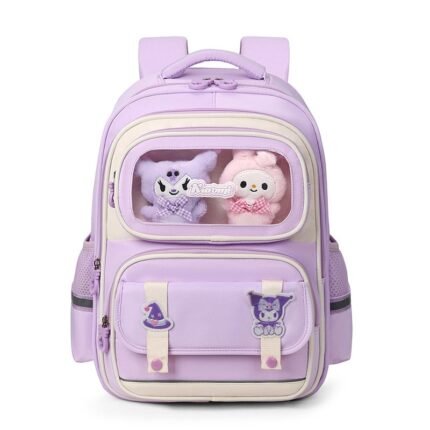 Sac à Dos Enfant Ludique avec Plusieurs Compartiment et un Peluche LM-5122 Mauve – حقيبة ظهر للأطفال بنفسجي