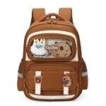 Sac à Dos Enfant Ludique avec Plusieurs Compartiment et un Peluche LM-5122 Marron – حقيبة ظهر للأطفال بني