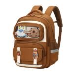 ⁦Sac à Dos Enfant Ludique avec Plusieurs Compartiment et un Peluche LM-5122 Marron – حقيبة ظهر للأطفال بني⁩ - الصورة ⁦2⁩