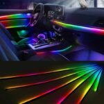 ⁦Bande lumineuse LED en néon RGB pour intérieur de voiture, éclairage suivi son d'ambiance Avec app et télécommande⁩ - الصورة ⁦2⁩