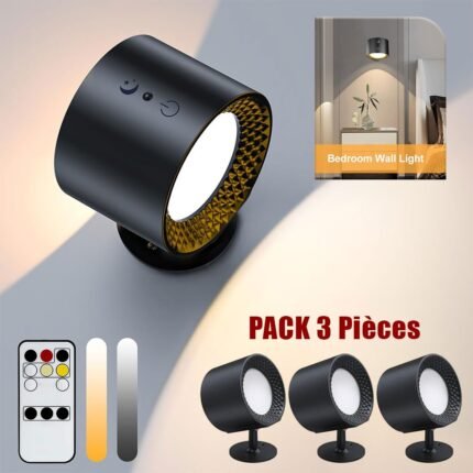 PACK X3 Applique murale Double Tète avec 3 températures de couleur et 3 niveaux