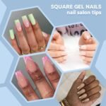 ⁦100PCS faux ongles carrés transparents professionnels en acrylique – طقم أظافر صناعية⁩ - الصورة ⁦2⁩