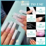 ⁦100PCS faux ongles carrés transparents professionnels en acrylique – طقم أظافر صناعية⁩ - الصورة ⁦6⁩