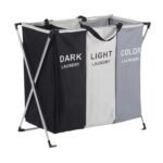 ⁦Panier à linge sale pliable avec 3 grilles pour séparer les vêtements V3⁩ - الصورة ⁦2⁩