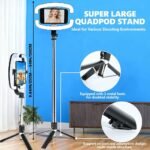 ⁦Perche à Selfie Extensible avec Support pour Téléphone et Lampe LED – عصا سيلفي مع إضاءة مدمجة ويد تحكم⁩ - الصورة ⁦7⁩