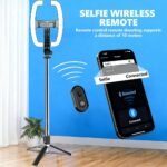 ⁦Perche à Selfie Extensible avec Support pour Téléphone et Lampe LED – عصا سيلفي مع إضاءة مدمجة ويد تحكم⁩ - الصورة ⁦5⁩