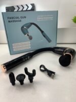 ⁦Pistolet de massage poignée allongée avec 4 têtes, 3 modes et 6 niveaux – جهاز تدليك الجسم⁩ - الصورة ⁦8⁩