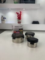 ⁦Conteneurs Alimentaires Empilables en Acier Inoxydable Écologiques 3pcs – حاويات طعام من الستانلس ستيل قابلة للتكديس⁩ - الصورة ⁦9⁩