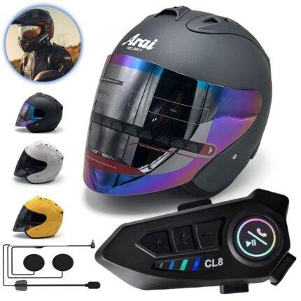 Pack Casque Moto Arai SZ Ram 4 Open Face Helmet avec Microphone Moto Sans Fil CL8