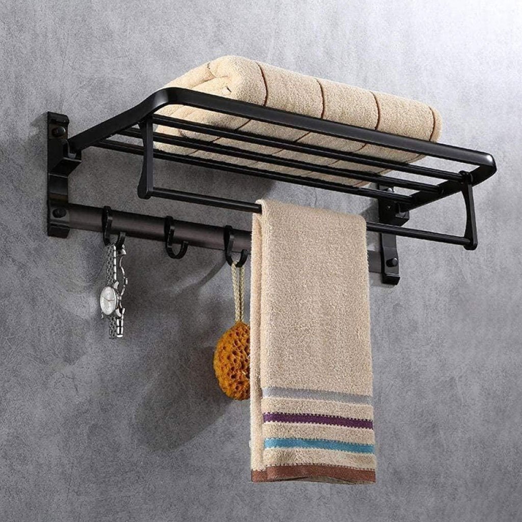 Porte-S-NOIR-cnc-1.jpg Porte-serviette mural pliable en aluminium Noir V2 – حامل مناشف عصري للحمام - الصورة 1
