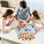 ⁦Puzzle Carte du Monde en Bois Pliable avec Drapeaux et Capitales – لعبة تعليمية للأطفال خريطة العالم مع الأعلام والعواصم⁩ - الصورة ⁦3⁩