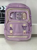 ⁦Sac à Dos Enfant Ludique avec Plusieurs Compartiment et un Peluche LM-5122 Mauve – حقيبة ظهر للأطفال بنفسجي⁩ - الصورة ⁦3⁩