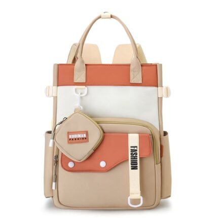 Ensemble de sacs d’école Kawai pour Enfants 2Pcs Avec Pochette Beige – محفظة 2 قطع كاواي مع محفظة صغيرة بيج
