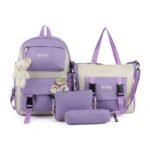 ⁦Ensemble de sacs d’école Kawai pour adolescents 4Pcs HAOLIDA V2 Mauve – محفظة 4 قطع كاواي بنفسجي⁩ - الصورة ⁦2⁩