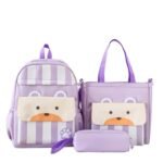⁦Ensemble de sacs d’école Kawai pour adolescents 3Pcs Ours Mauve – محفظة 3 قطع كاواي بنفسجي⁩ - الصورة ⁦3⁩