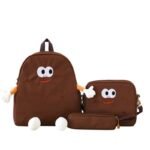 ⁦Ensemble de sacs d’école Kawai pour adolescents 3Pcs Language Marron – محفظة 3 قطع كاواي بني⁩ - الصورة ⁦3⁩