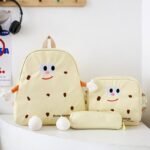 Ensemble de sacs d’école Kawai pour adolescents 3Pcs Language Jaune – محفظة 3 قطع كاواي أصفر