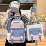 ⁦Ensemble de sacs d’école Kawai pour adolescents 5Pcs Guiyu V1 Bleu – محفظة 5 قطع كاواي أزرق⁩ - الصورة ⁦3⁩