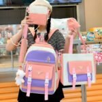 ⁦Ensemble de sacs d’école Kawai pour adolescents 5Pcs Guiyu V1 Rose – محفظة 5 قطع كاواي وردي⁩ - الصورة ⁦4⁩