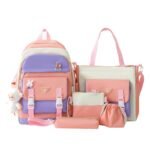 ⁦Ensemble de sacs d’école Kawai pour adolescents 5Pcs Guiyu V1 Rose – محفظة 5 قطع كاواي وردي⁩ - الصورة ⁦2⁩