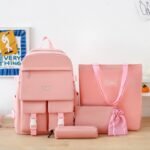 Ensemble de sacs d’école Kawai pour adolescents 5Pcs CLBD V2 Rose – محفظة 5 قطع كاواي وردي