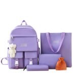 ⁦Ensemble de sacs d’école Kawai pour adolescents 5Pcs CLBD V2 Mauve – محفظة 5 قطع كاواي بنفسجي⁩ - الصورة ⁦2⁩